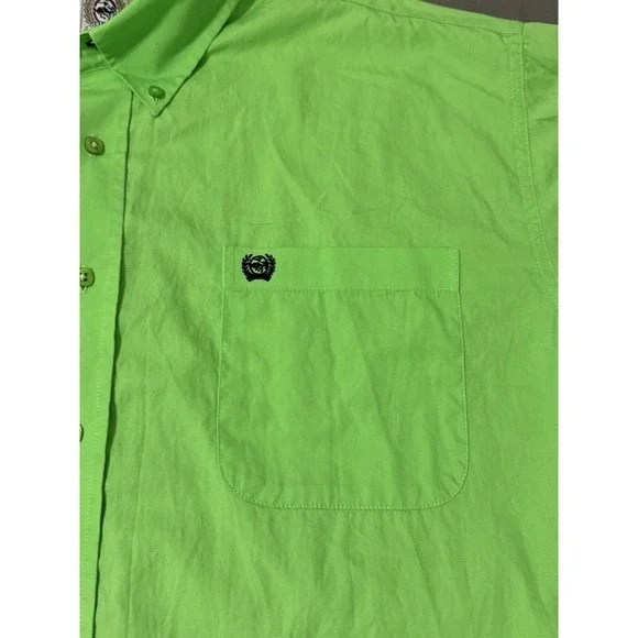 CINCH Shirt Men's Adult Large Green Casual Short Sleeve Button Up Western Cowboy - Picture 2 of 8